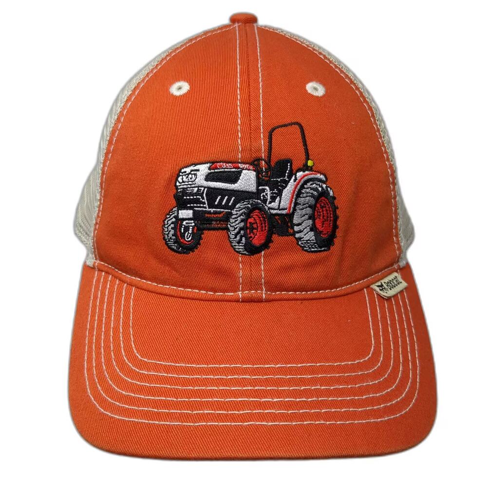 Bobcat Trucker Hat Orange Beige OS Embroidered Tractor Mesh Snapback Adjustable